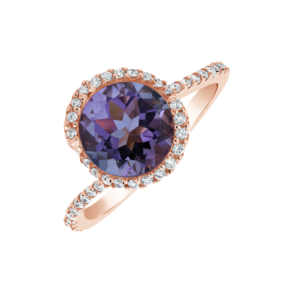 Prsten s diamanty a ametystem Spira Magica