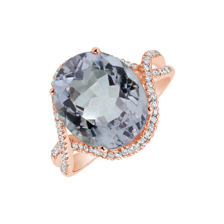 Prsten s diamanty a ametystem Ashen Bloom