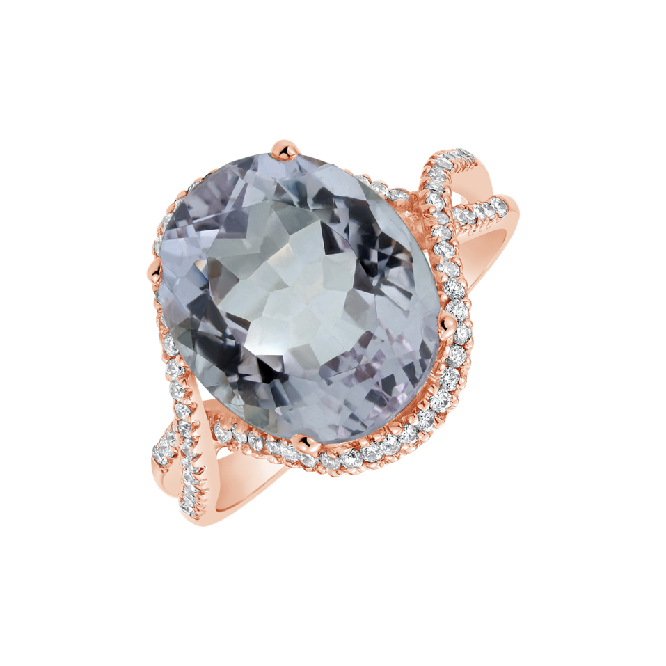Prsten s diamanty a ametystem Ashen Bloom
