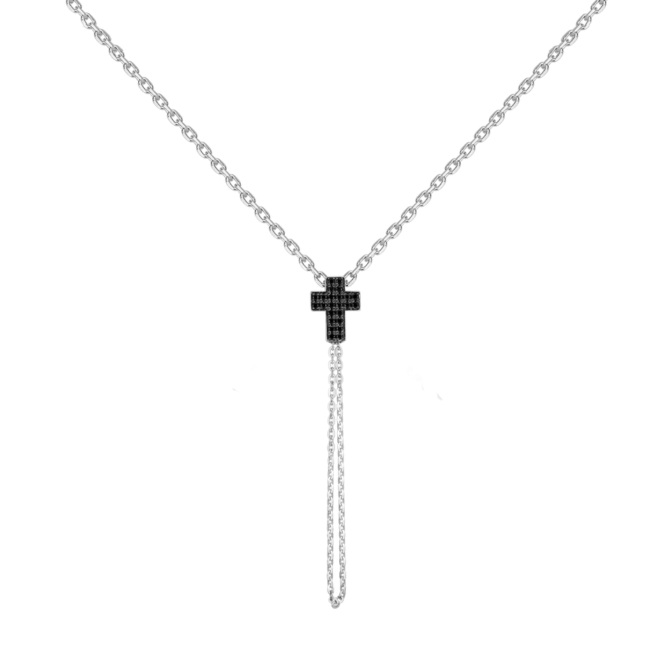 Náhrdelník s černými diamanty Divine Cross