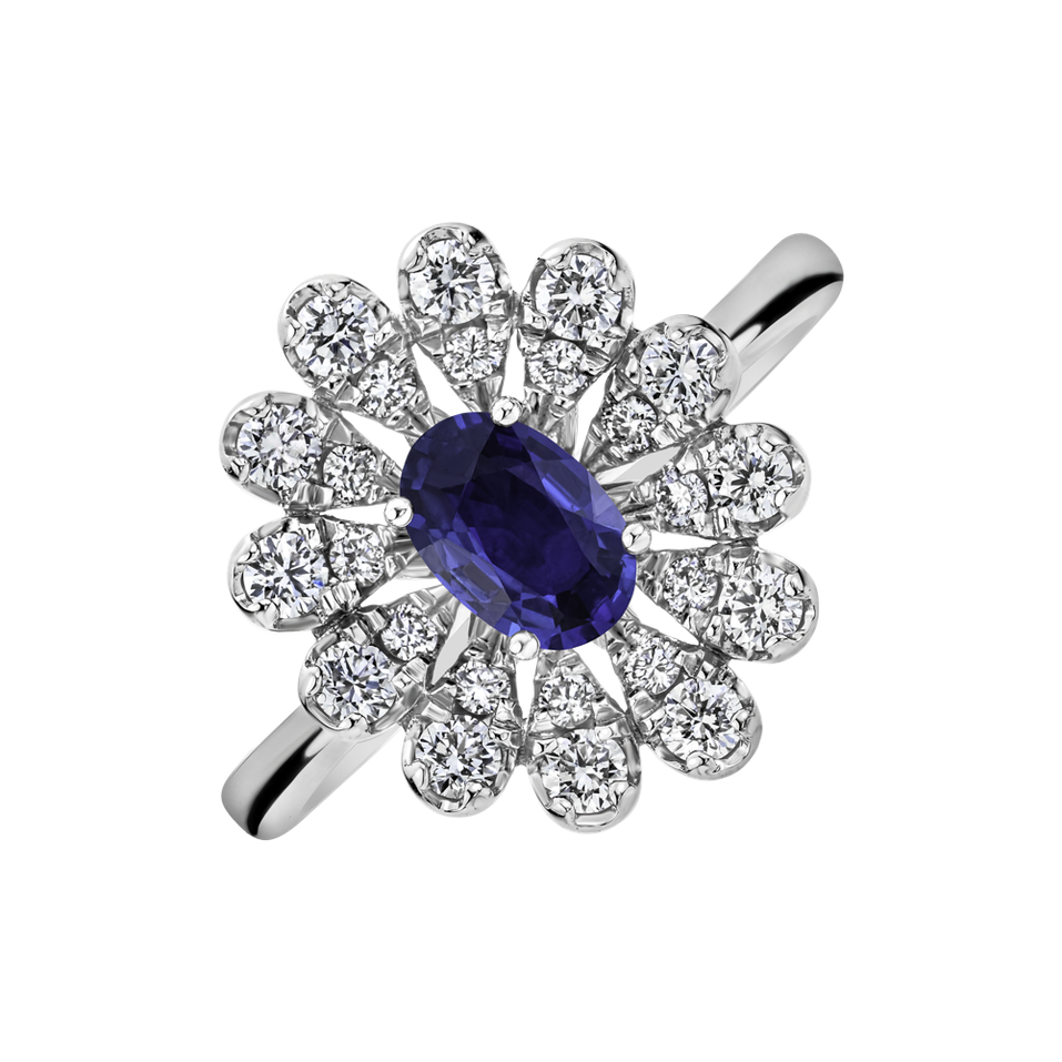 Prsten s diamanty a safírem Starlight Bloom