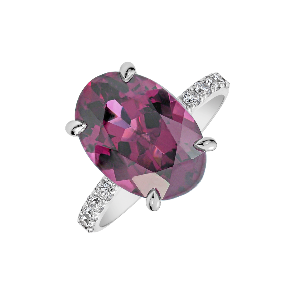 Prsten s diamanty a rhodolitem Queen of Magic Coast