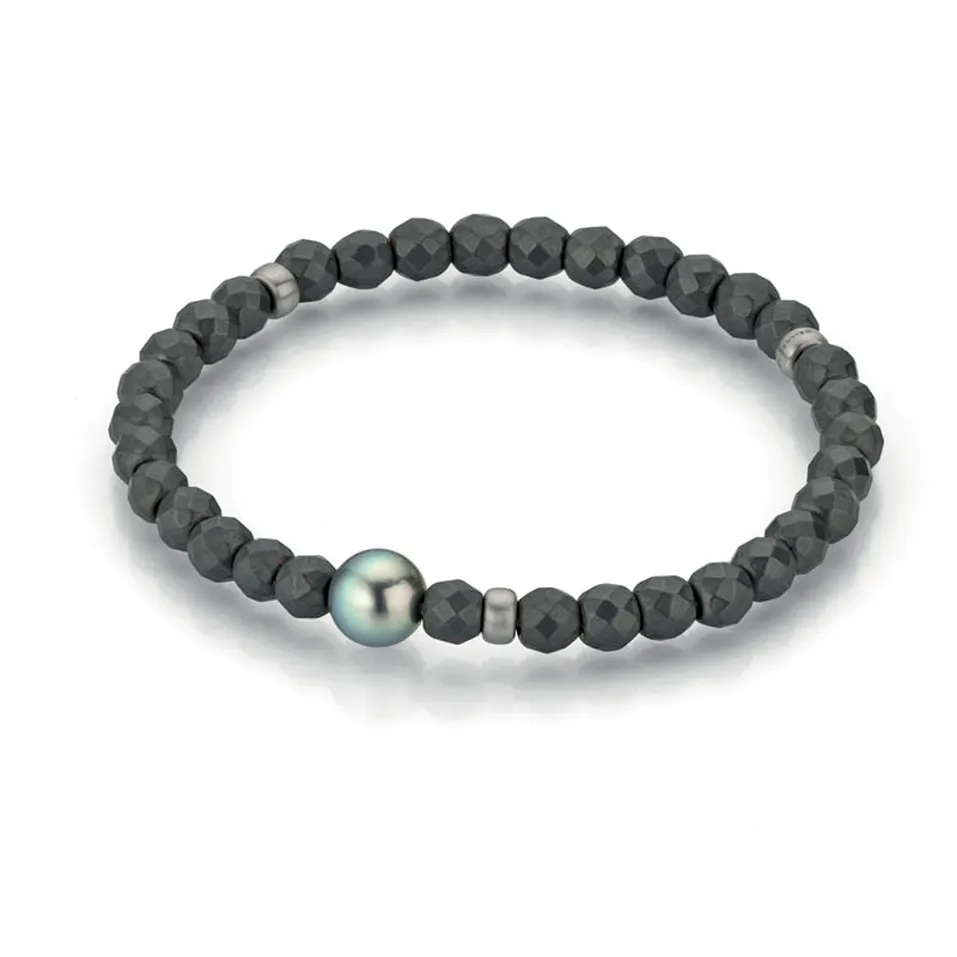 Náramek s hematitem a perlou Bold