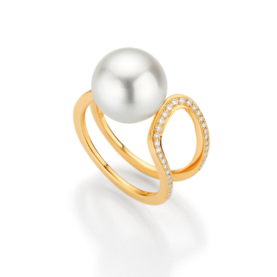 Prsten s diamanty a perlou Modern Classics