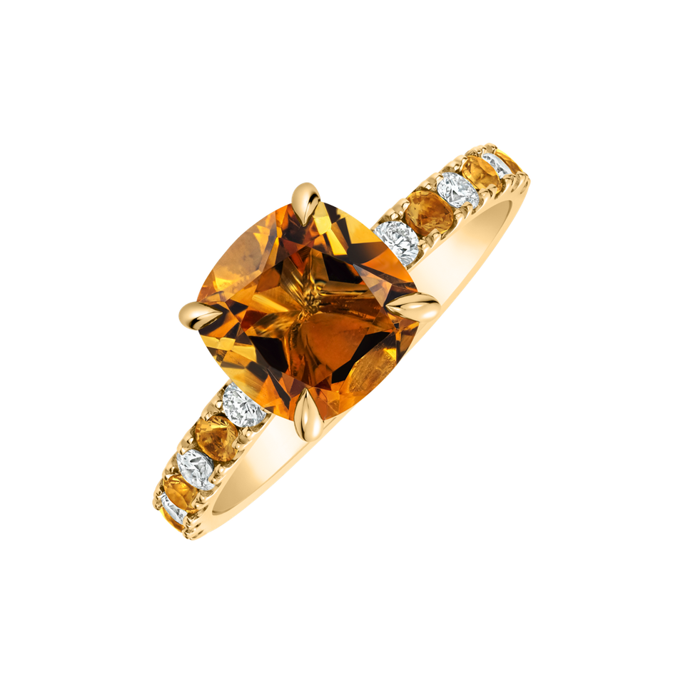 Prsten s diamanty a citrínem Imelda