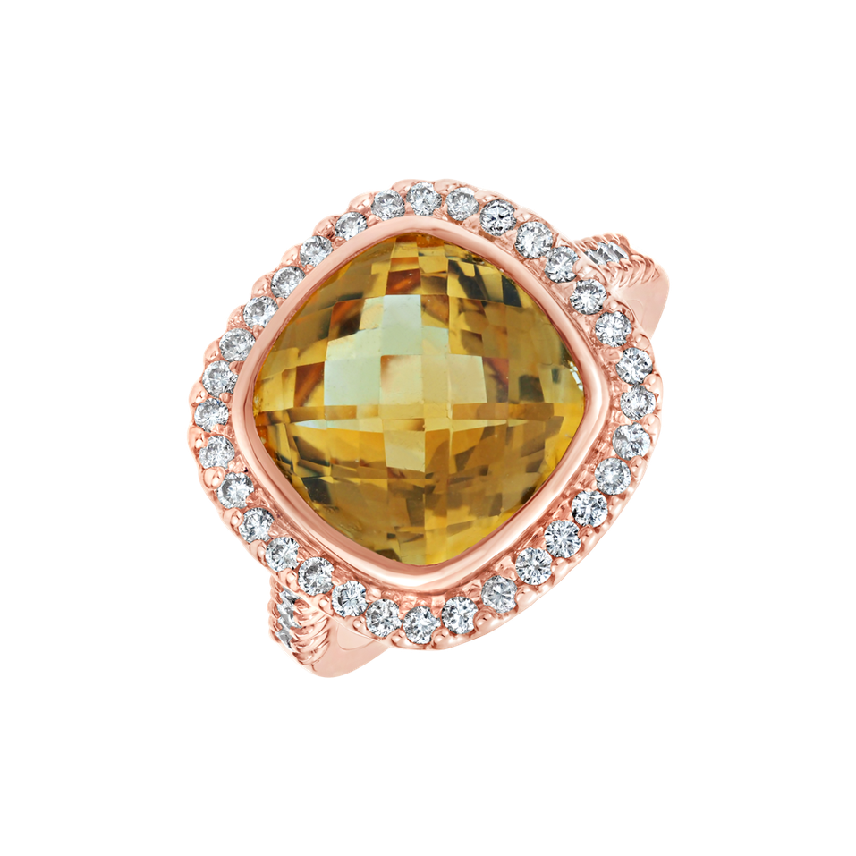 Prsten s diamanty a citrínem Fascinating Dream