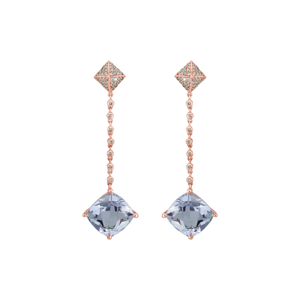 Náušnice s diamanty a ametystem Fairy Chain