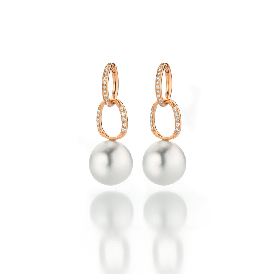 Náušnice s diamanty a perlou Modern Classics