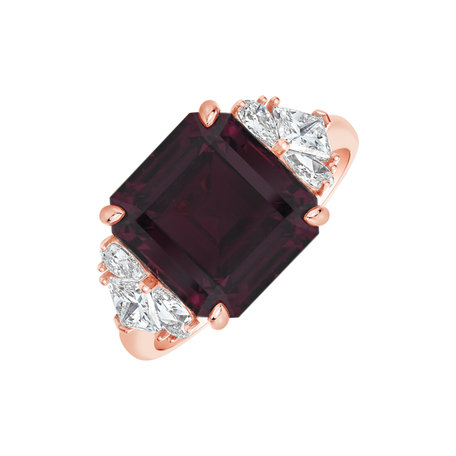 Prsten s diamanty a rhodolitem Vionara