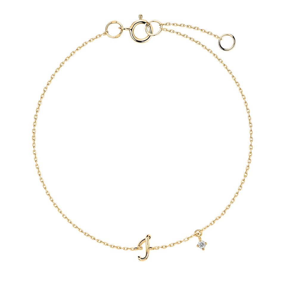 Náramek s diamantem Curly Letter I