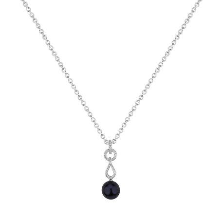 Náhrdelník s diamanty a perlou Midnight Tide