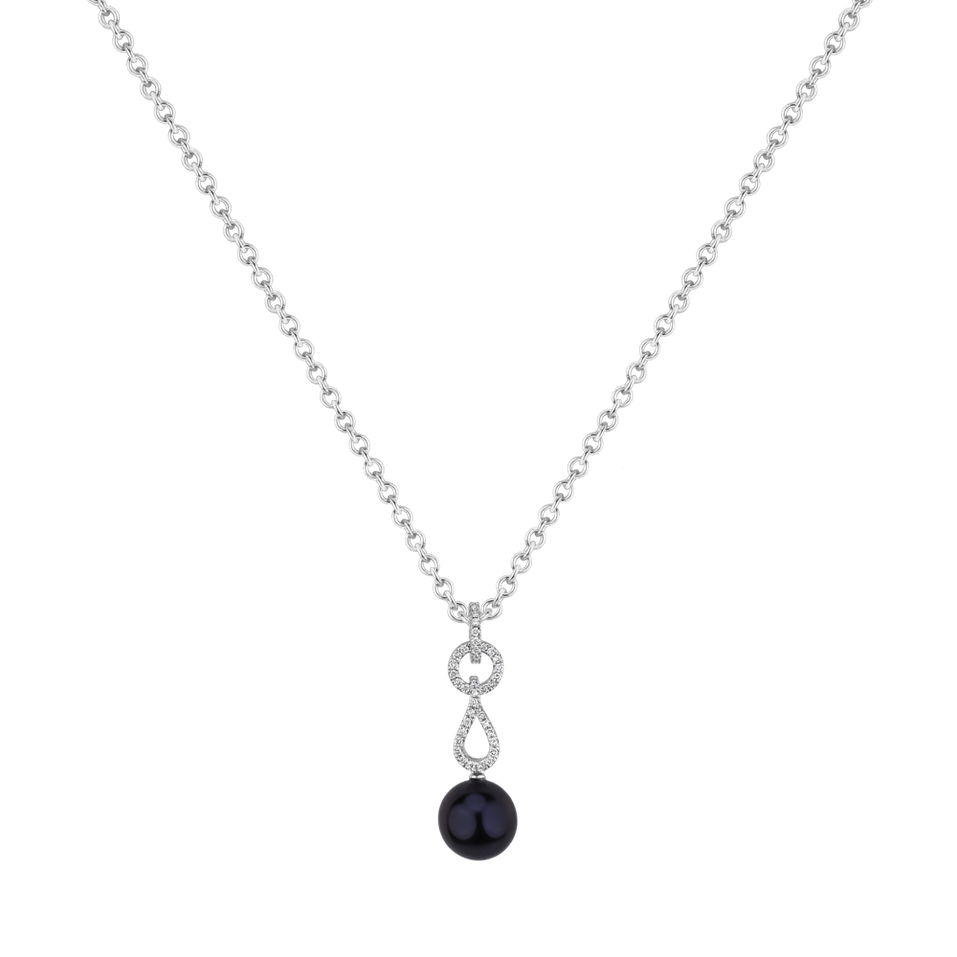 Náhrdelník s diamanty a perlou Midnight Tide