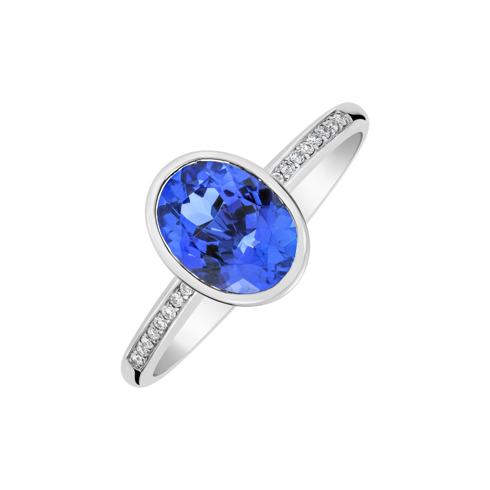 Prsten s diamanty a tanzanitem Elliptical Perfection