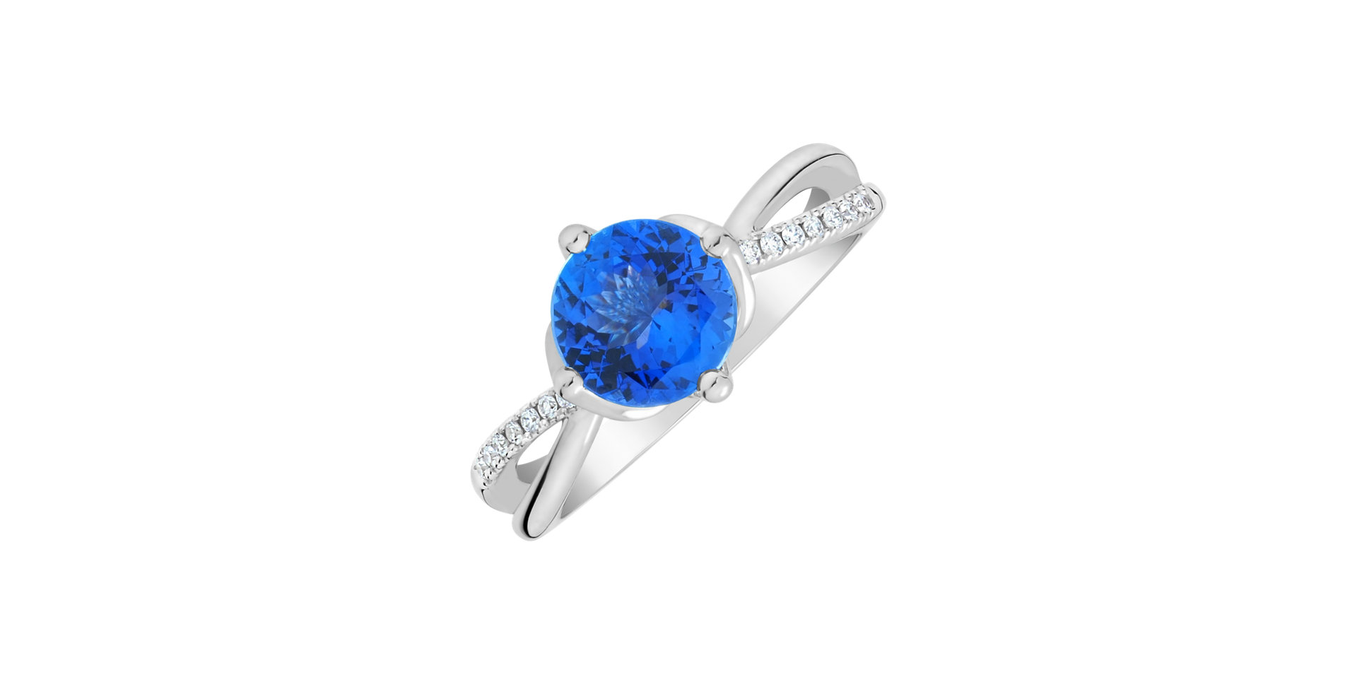 Prsten s diamanty a tanzanitem Hollow Moon