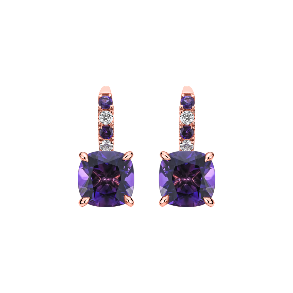 Náušnice s diamanty a ametystem Imelda