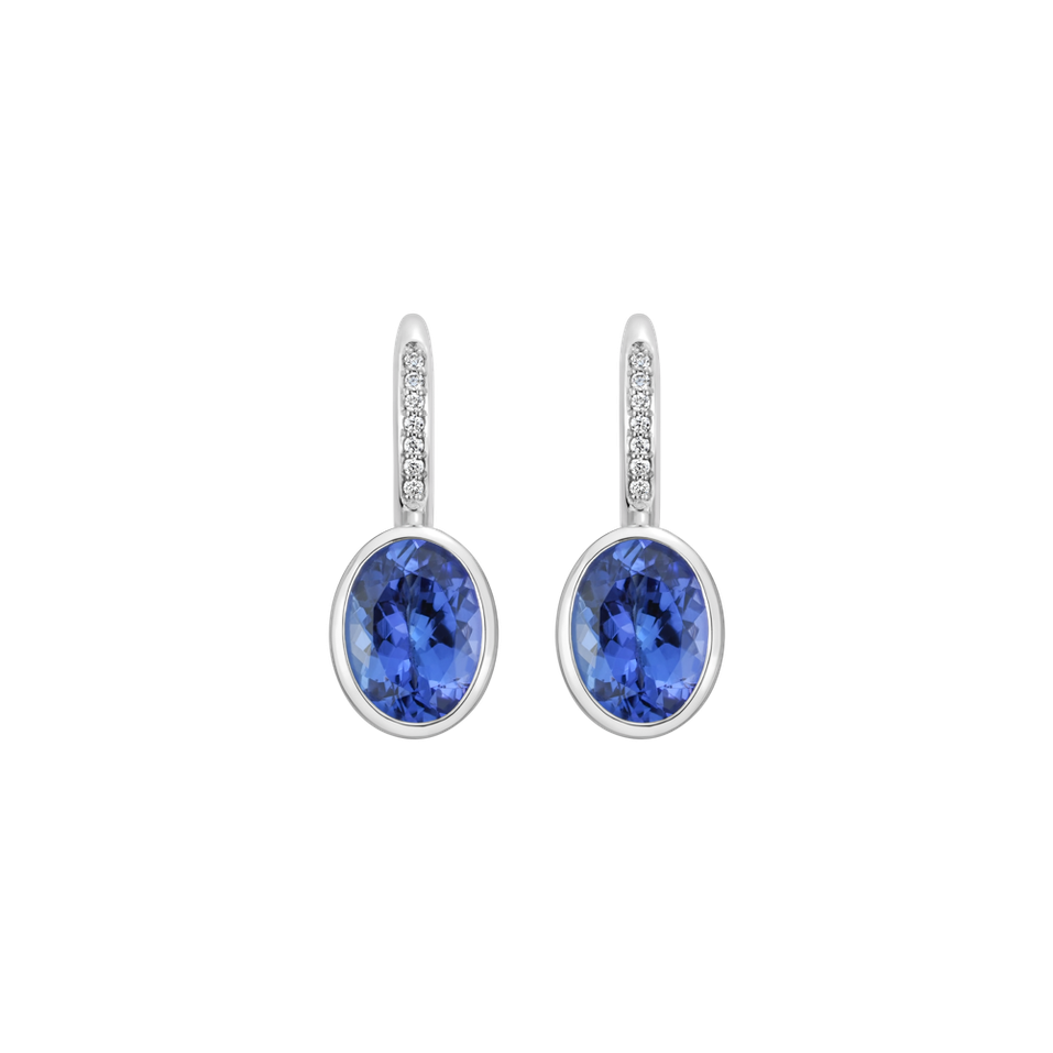 Náušnice s diamanty a tanzanitem Elliptical Perfection