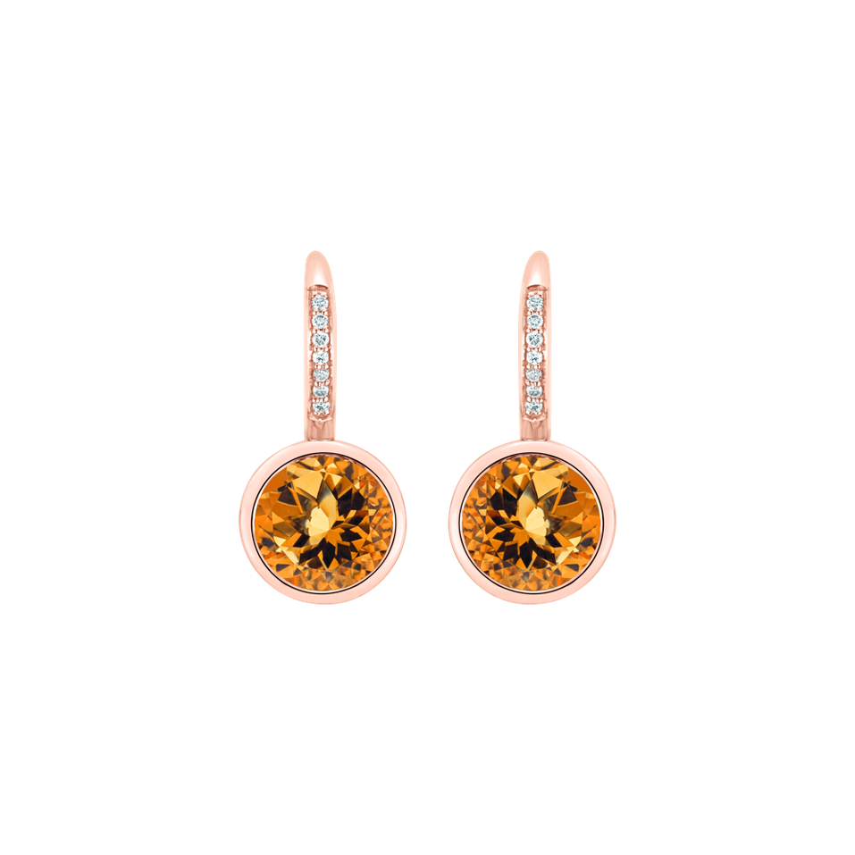 Náušnice s diamanty a citrínem Regal Elegance