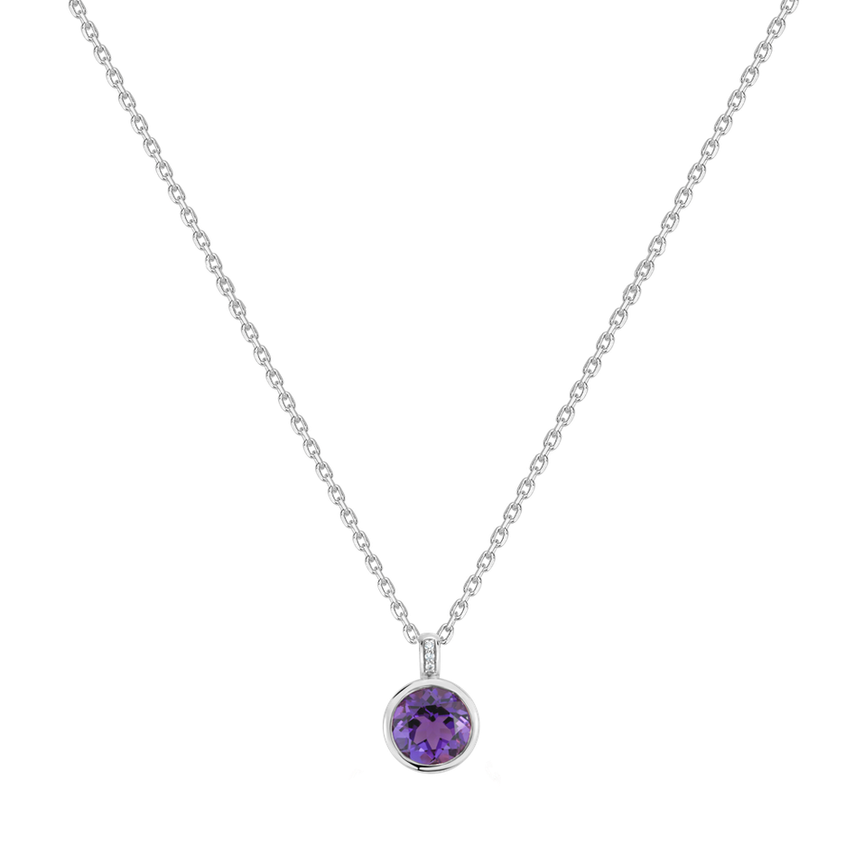 Náhrdelník s diamanty a ametystem Regal Elegance