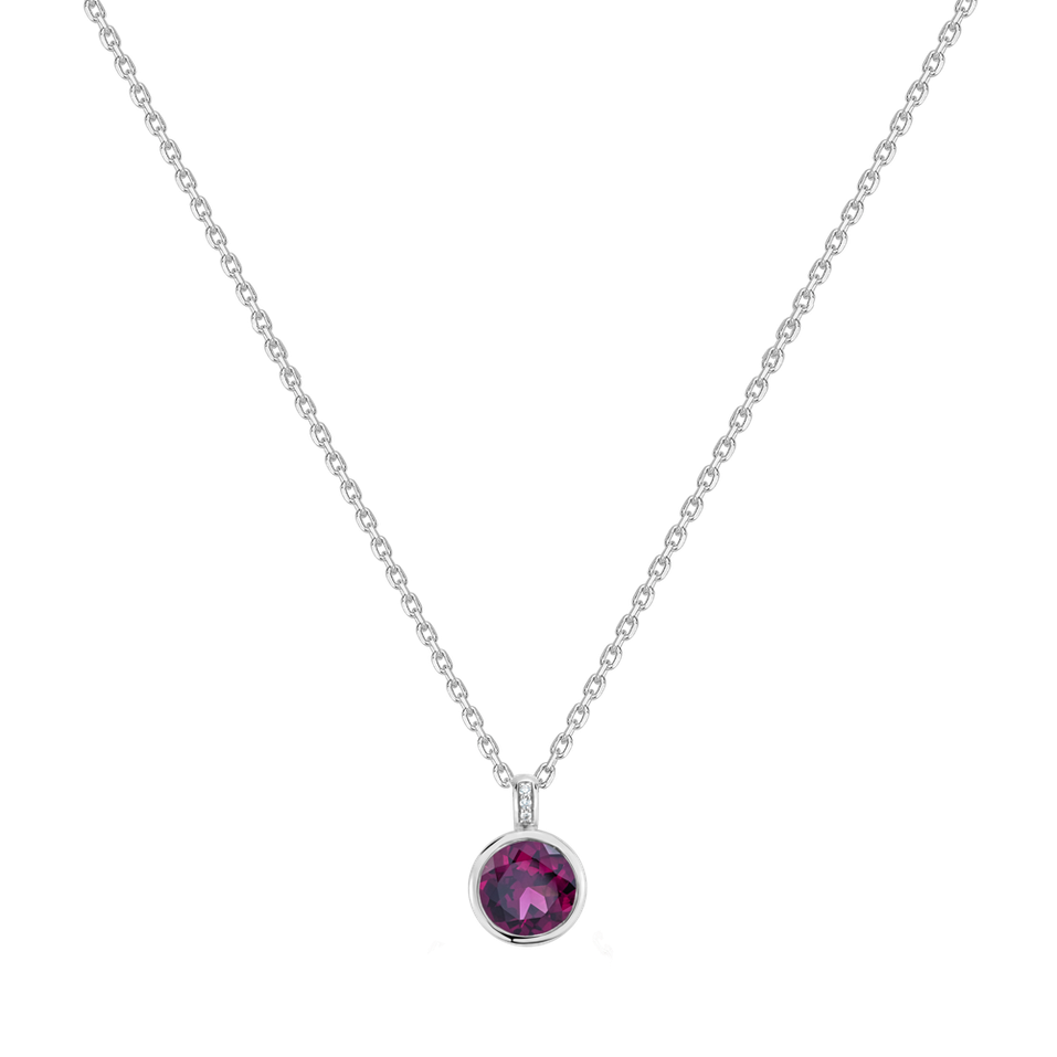 Náhrdelník s diamanty a rhodolitem Regal Elegance