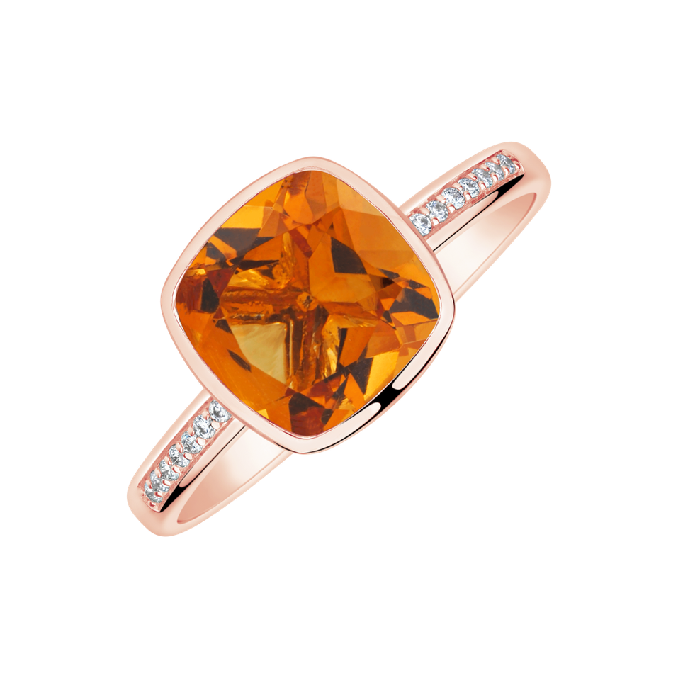 Prsten s diamanty a citrínem Carelia