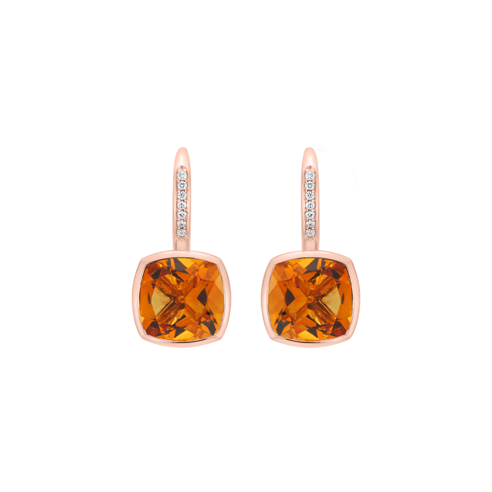 Náušnice s diamanty a citrínem Carelia