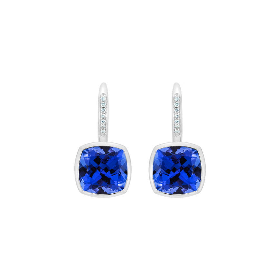 Náušnice s diamanty a tanzanitem Carelia