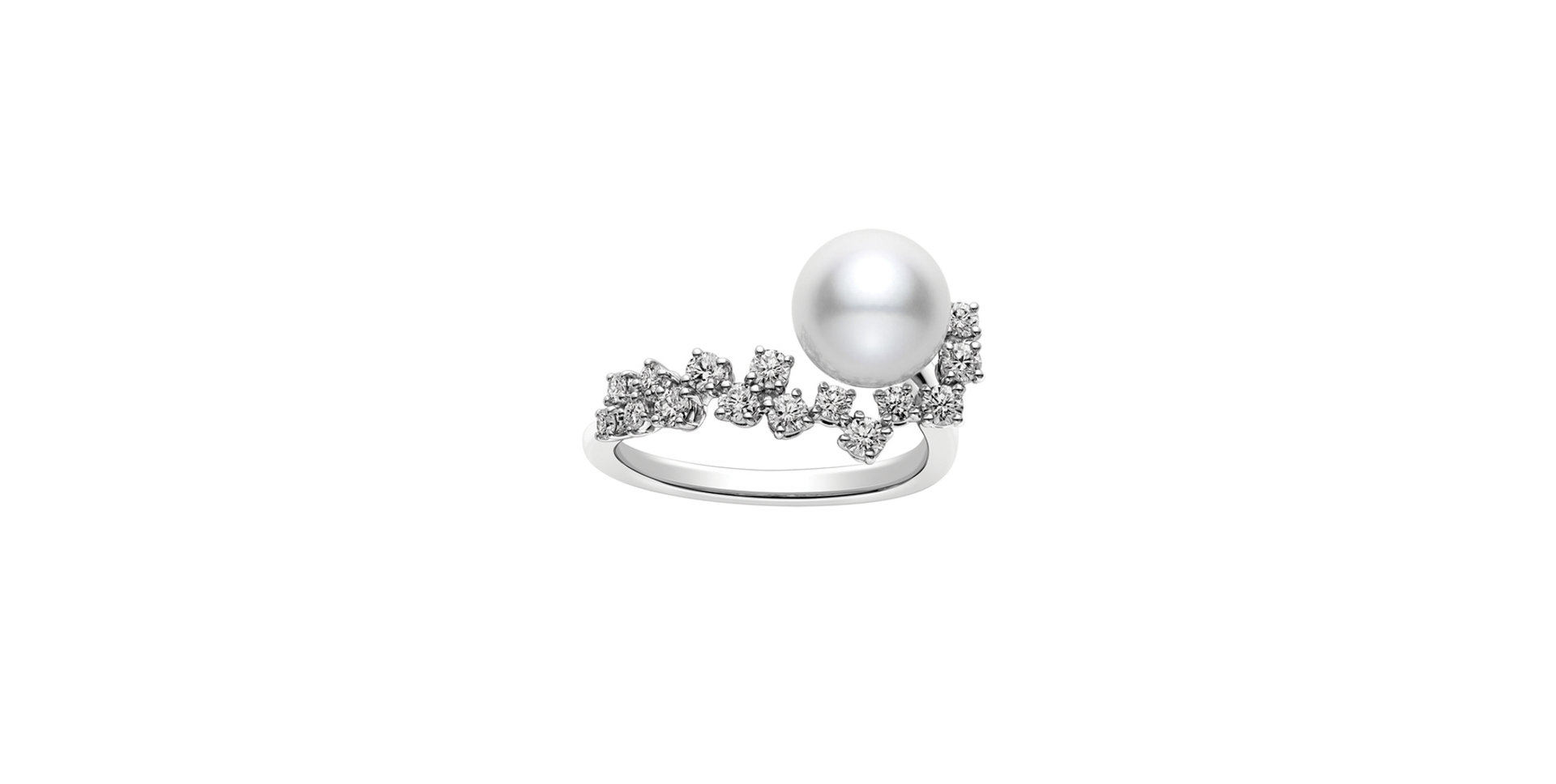 Prsten s diamanty a perlou Ring