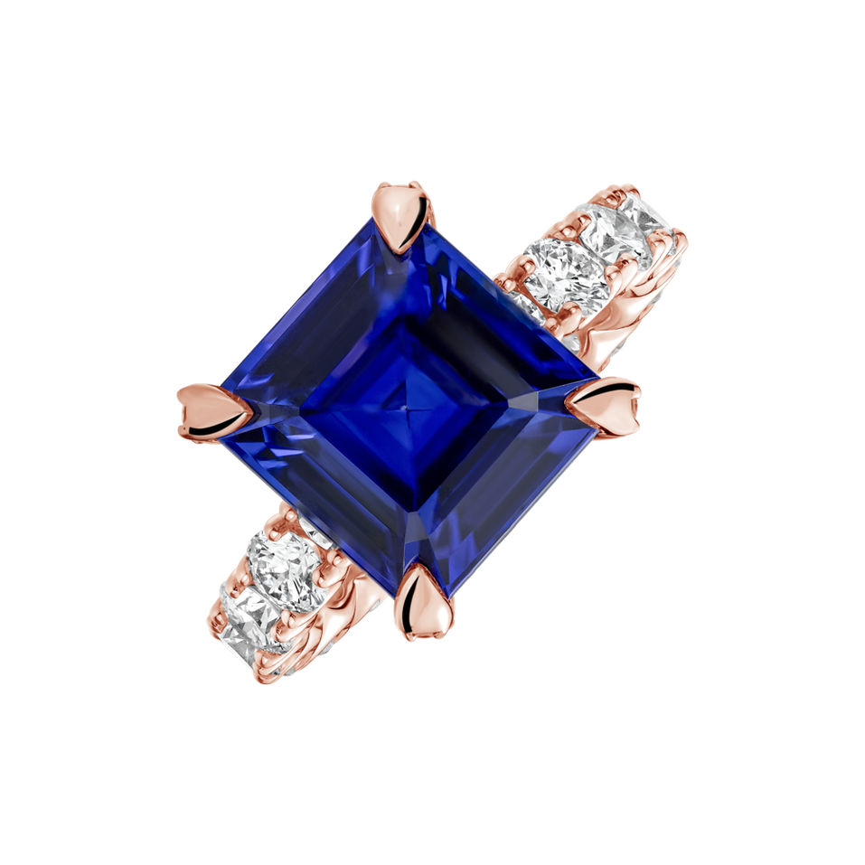 Prsten s diamanty a tanzanitem Fragment of Sky