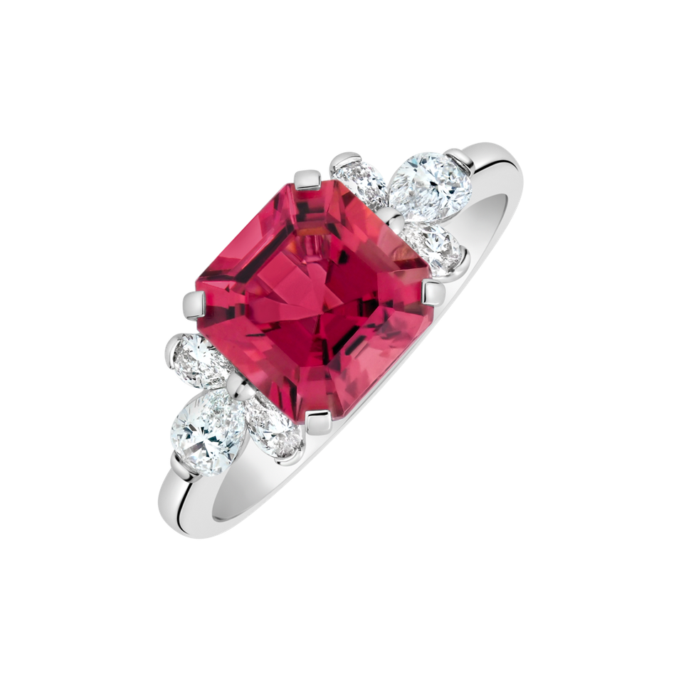 Prsten s diamanty a turmalínem Purple Magic