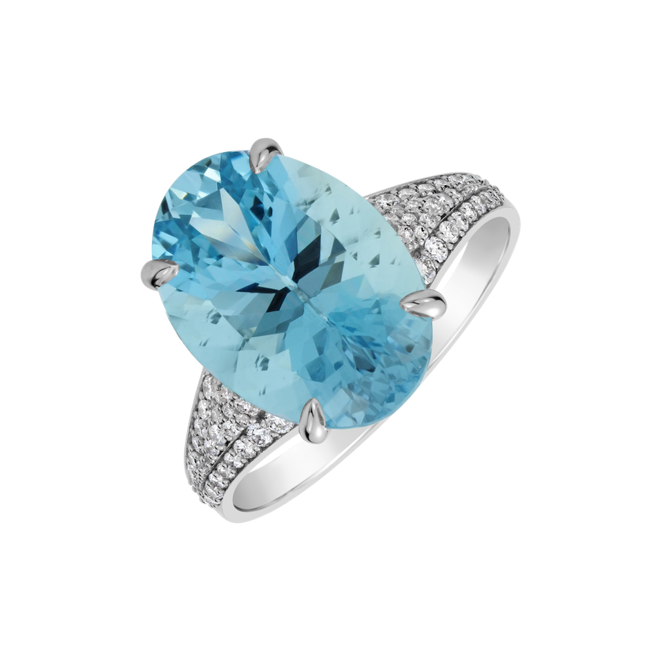 Prsten s diamanty a akvamarínem Azuralis