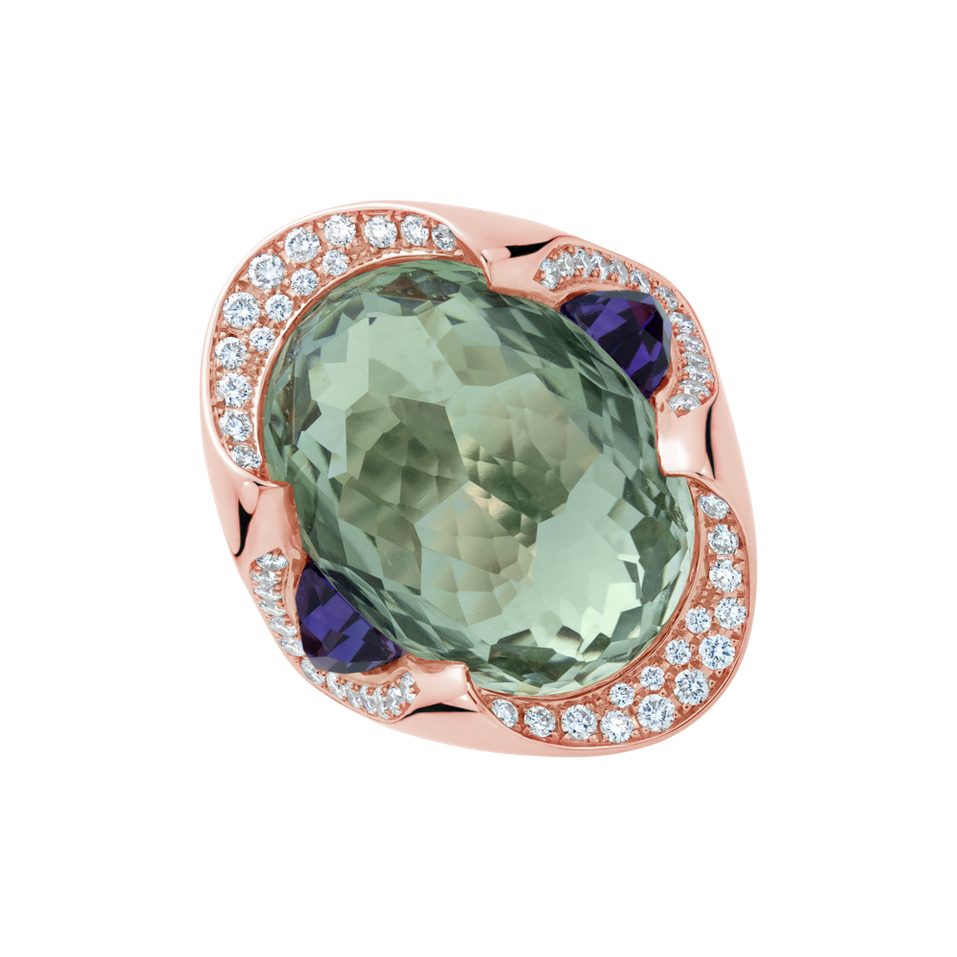 Prsten s diamanty a ametysty Viridian Grace