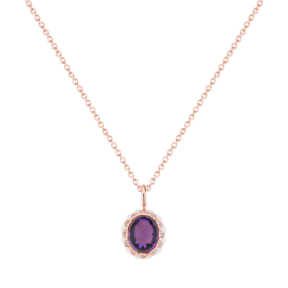 Náhrdelník s diamanty, ametystem a perletí Lunaria Crown