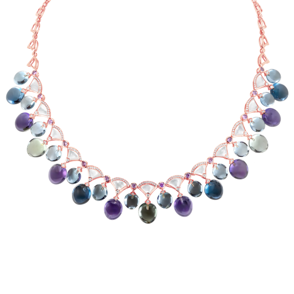 Náhrdelník s diamanty a drahokamy Prismatic Rain