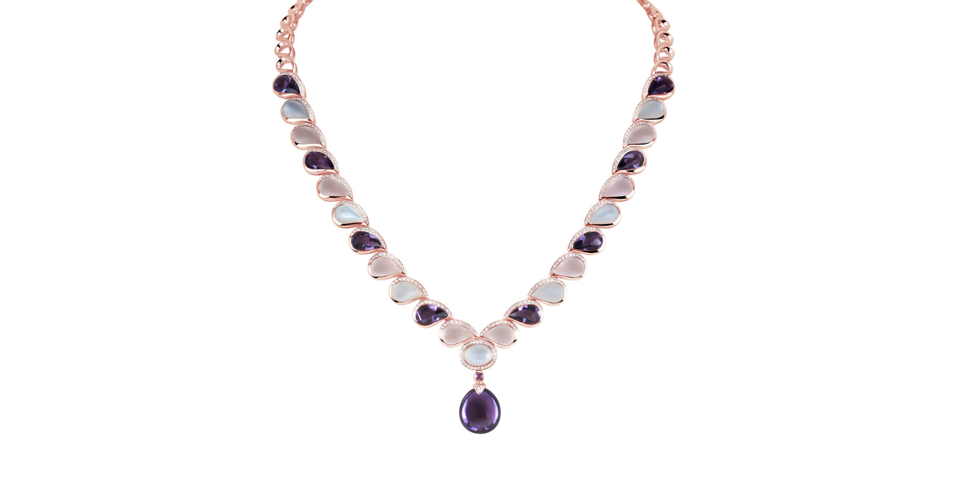 Náhrdelník s diamanty a drahokamy Aurora Haze