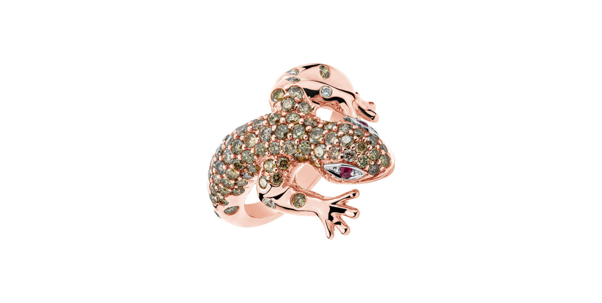 Prsten s diamanty a rubíny Sparkling Lizard