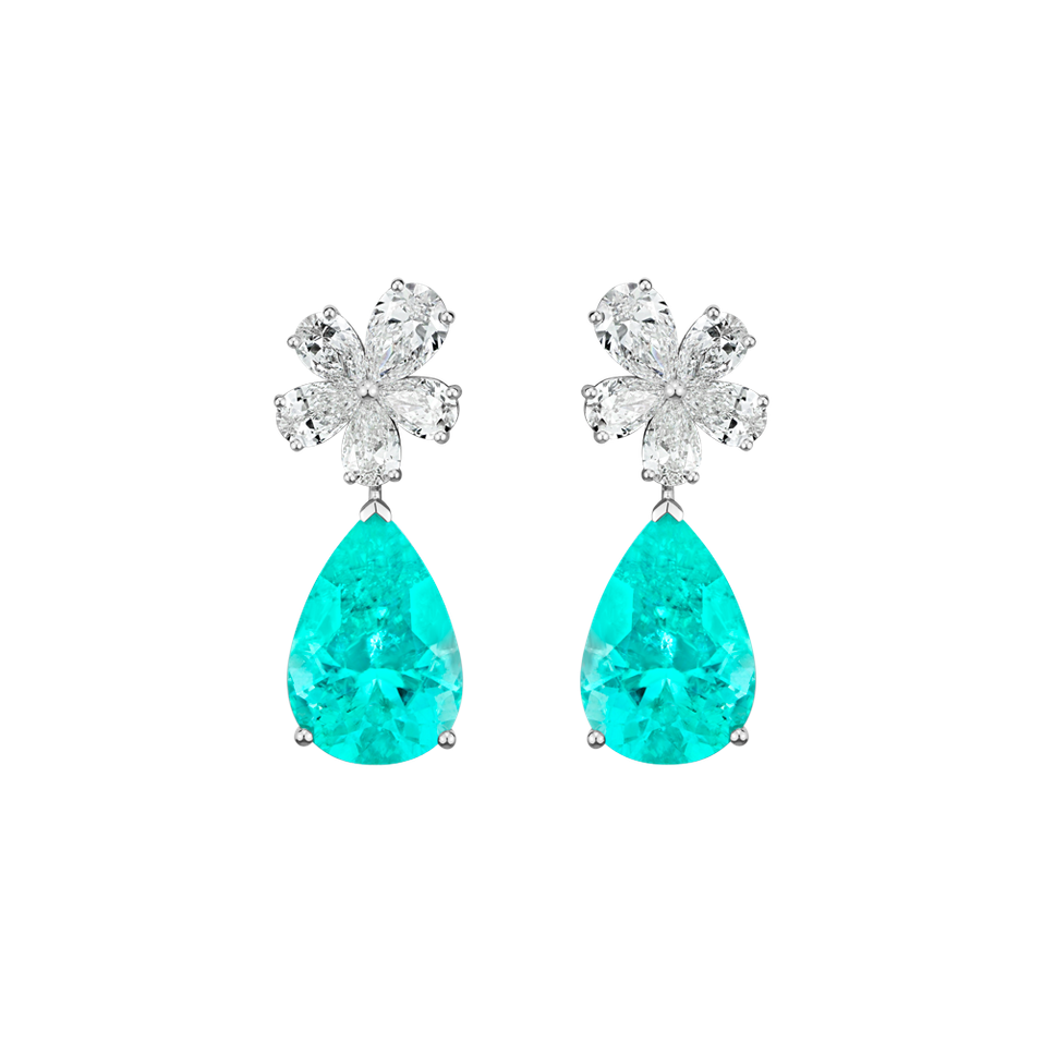 Náušnice s diamanty a paraibou Paraiba Grace