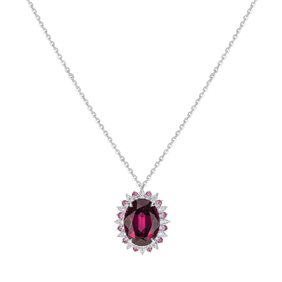 Náhrdelník s diamanty a rhodolitem Scarlet Monarch