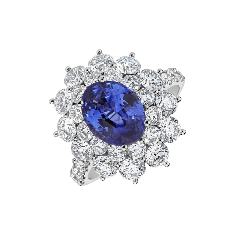 Prsten s diamanty a safírem Queen of Sapphire