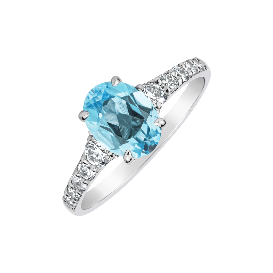 Prsten s diamanty a topazem sky Shimmering dazzle
