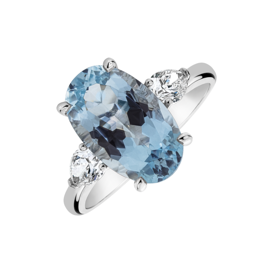 Prsten s diamanty a akvamarínem Aqua Muse