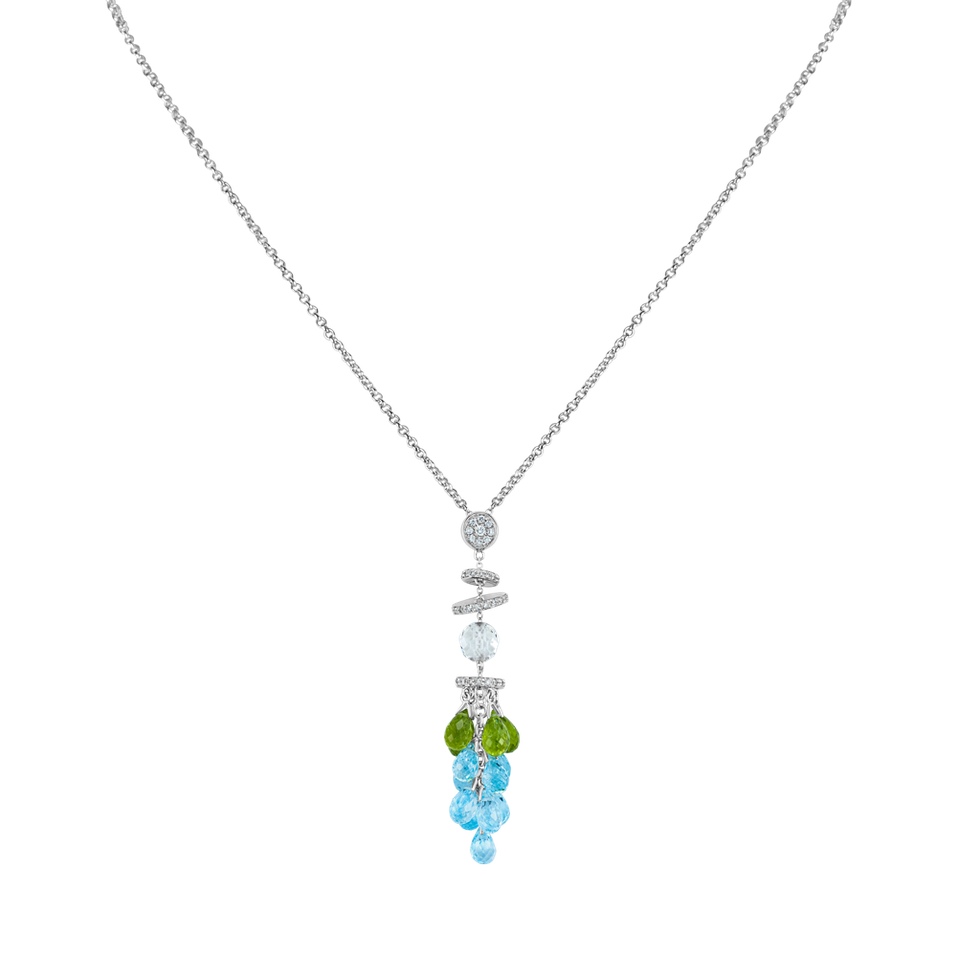 Náhrdelník s diamanty a drahokamy Diamond Wave