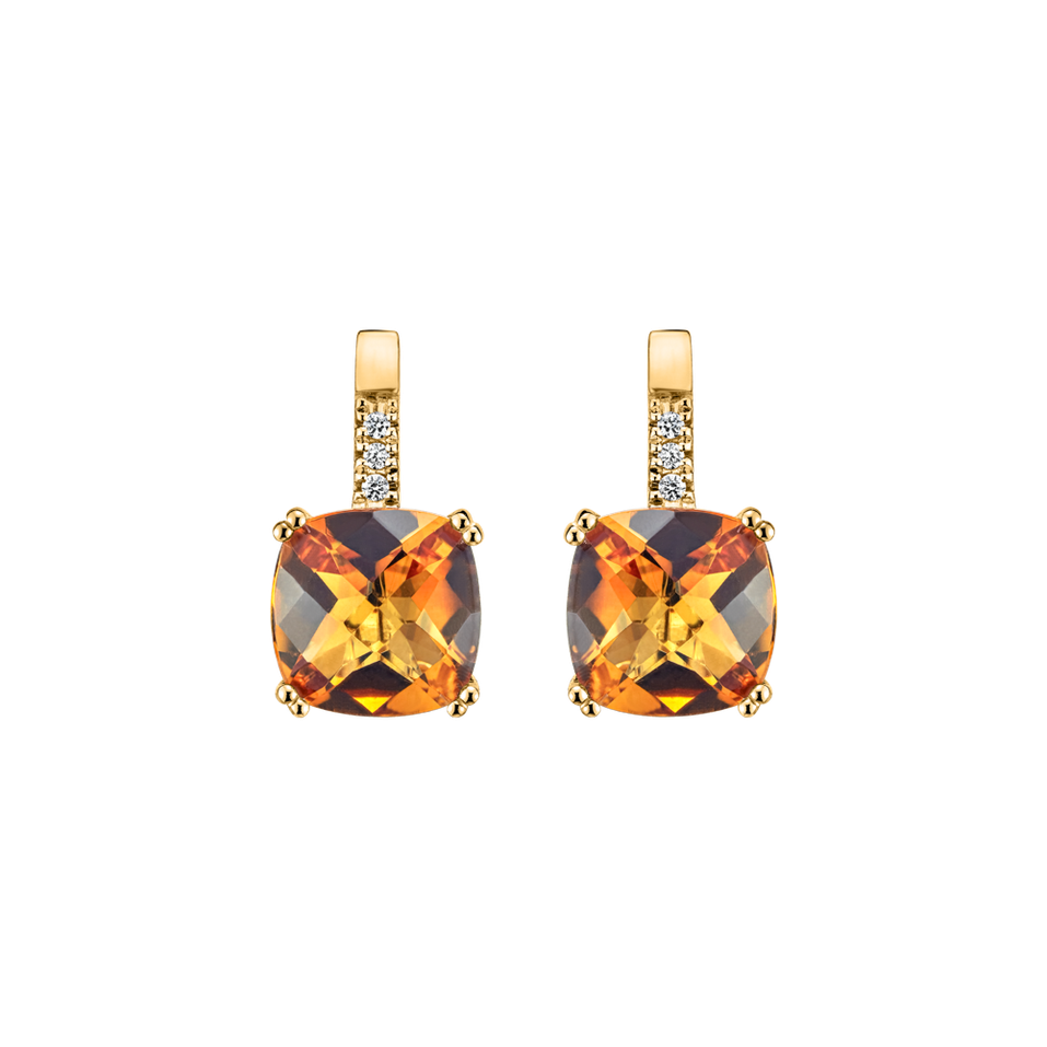 Náušnice s diamanty a citrínem Space Romance