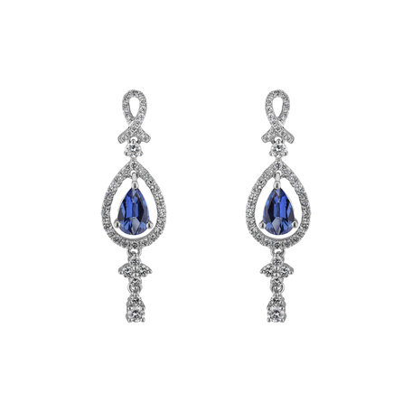 Náušnice s safírem a diamanty Sapphire happiness