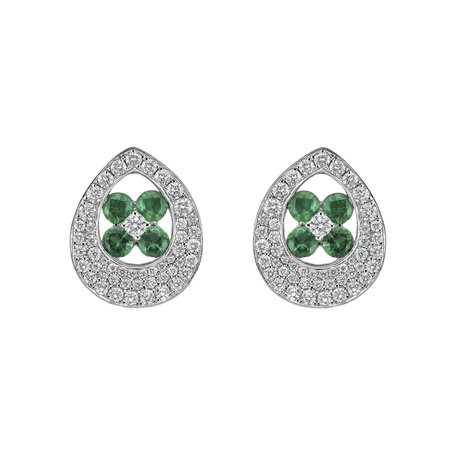 Náušnice s diamanty a smaragdy Nobl Charm