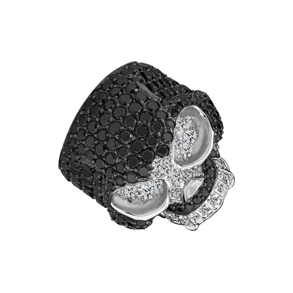 Prsten s diamanty Black Skull