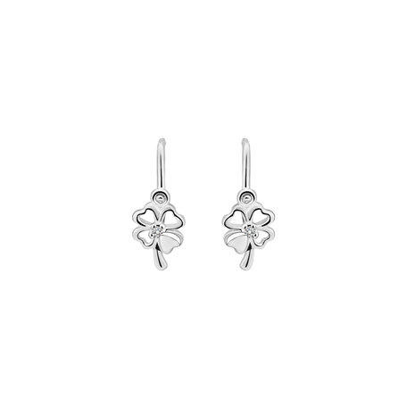 Dětské náušnice s diamantem Cloverleaf