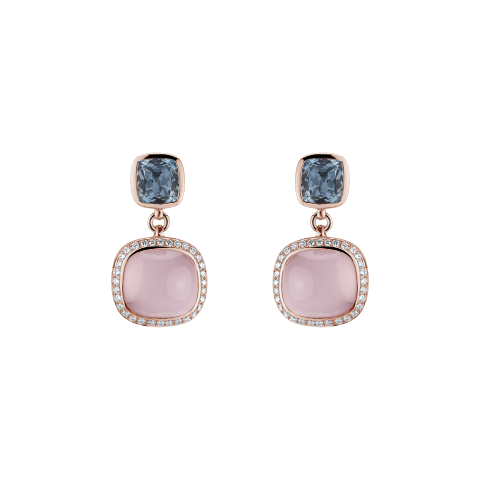 Náušnice s diamanty, růženínem a topazem Arabic Fantasy