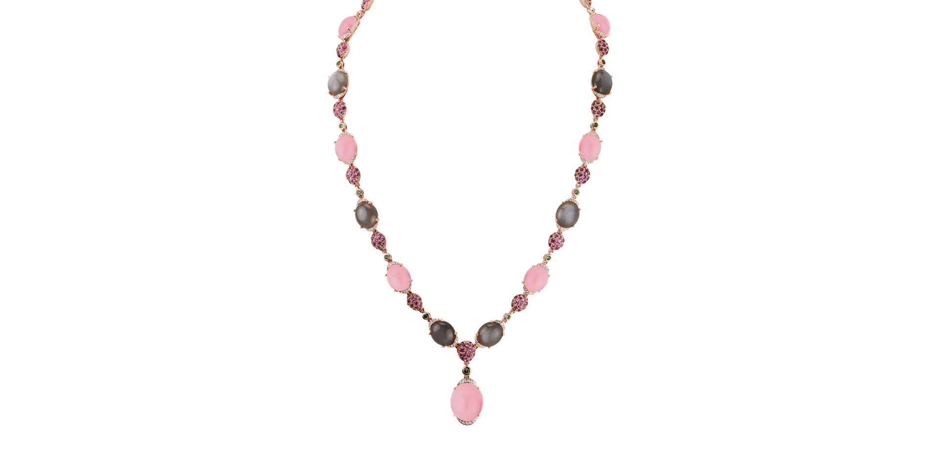 Náhrdelník s diamanty a drahokamy Rainbow Sin