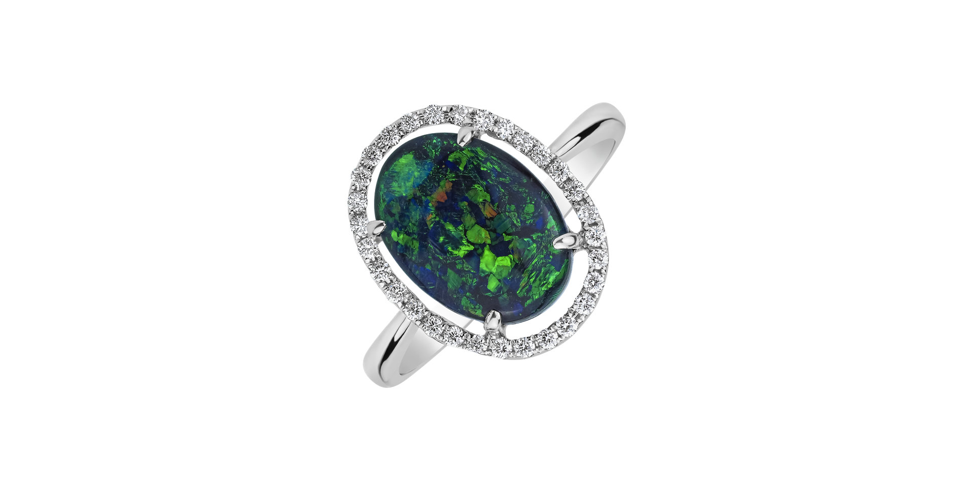 Prsten s diamanty a opálem Firelight Reverie