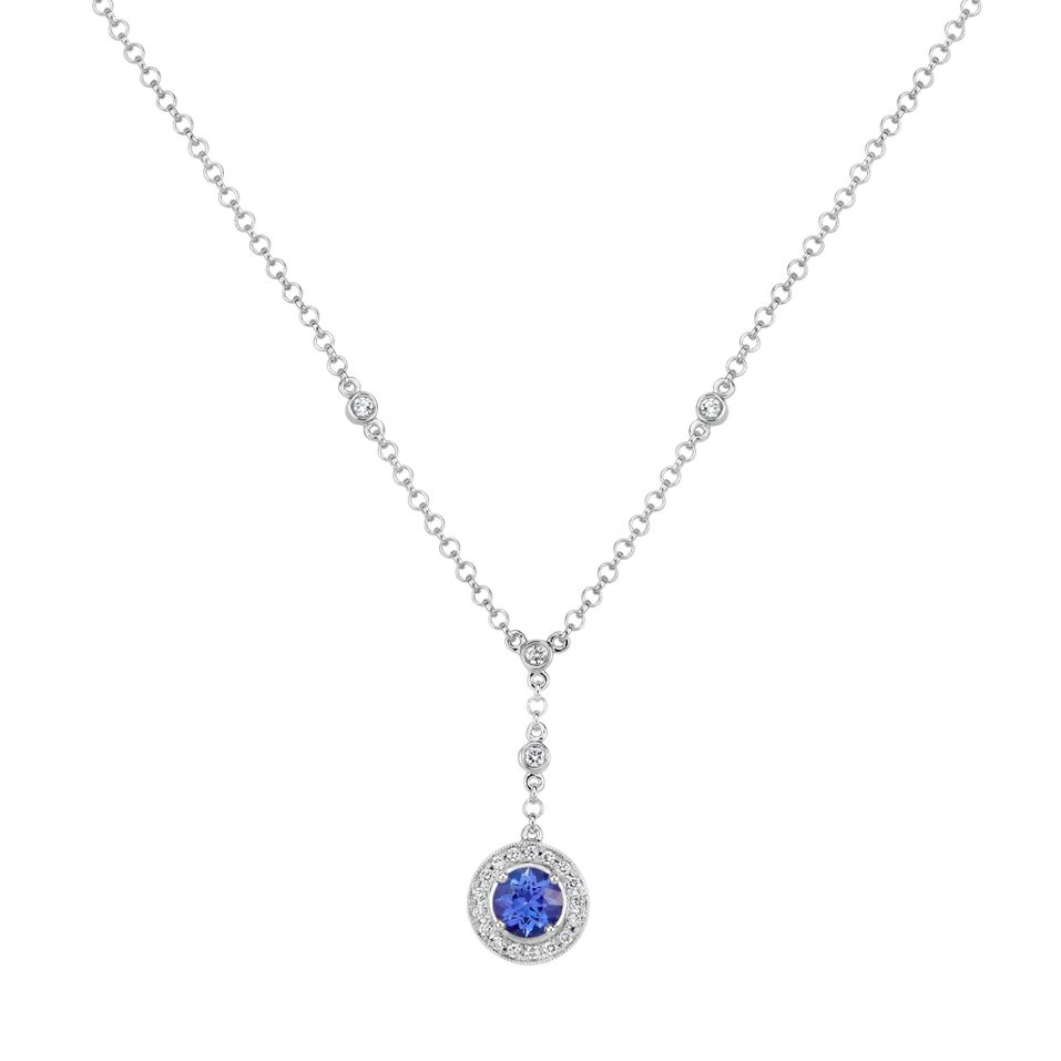 Náhrdelník s diamantem a tanzanitem Space Ribbon